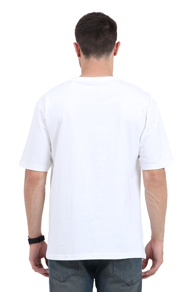 Verified Navodayan White Oversized Round Neck Graphic Tshirt