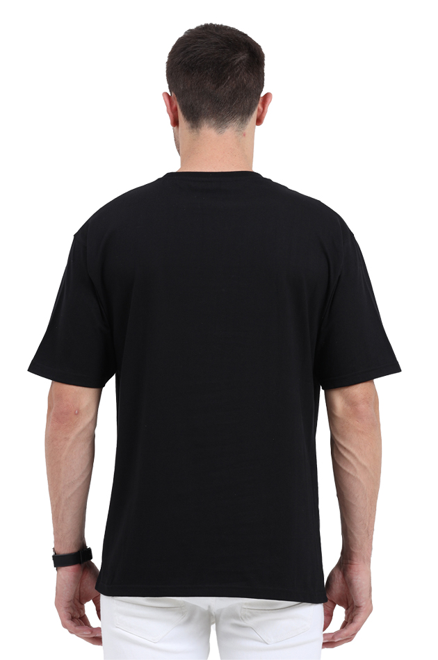 Verified Navodayan Black Oversized Round Neck Graphic Tshirt